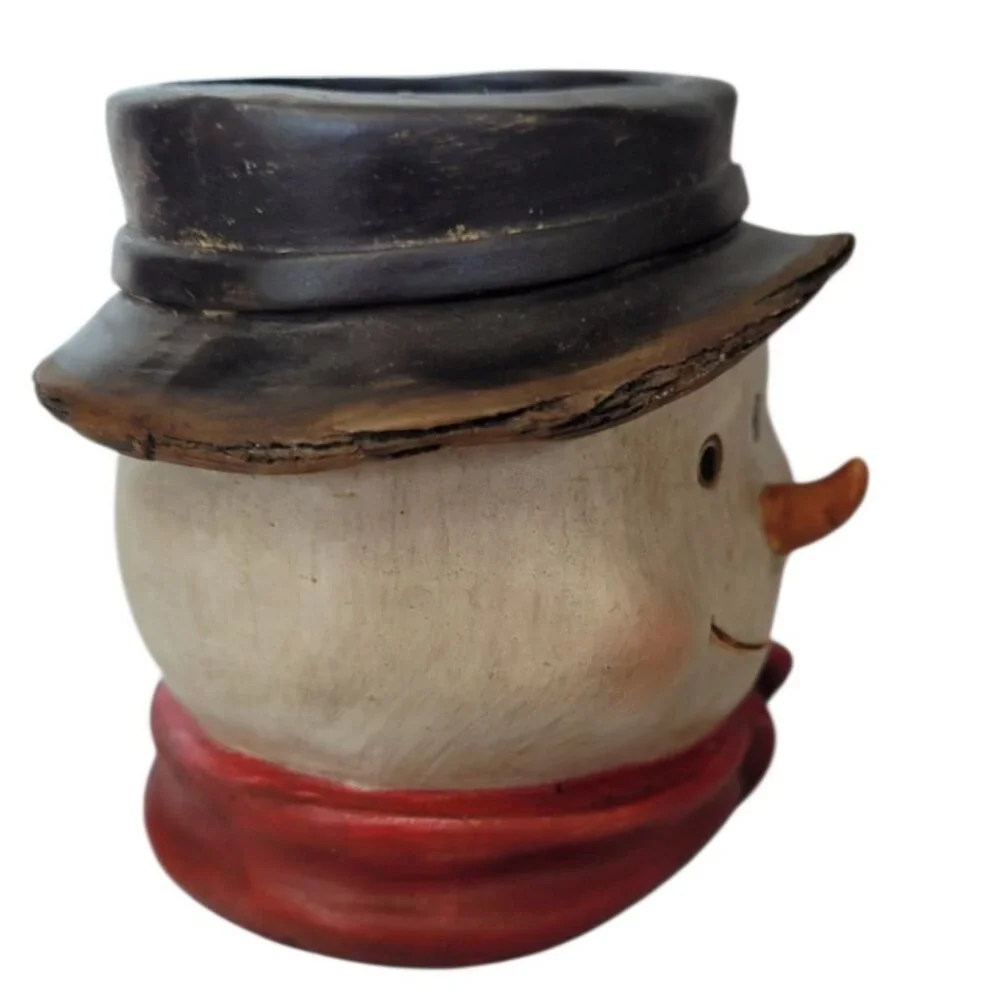 Christmas Candle Holder Snowman Votive Tea‎ Light Wooden Holiday Decoration